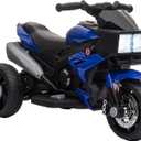 Aosom 6V Kids Motorcycle Toddler Ride-on Toy, High-Traction Battery-Operated Mini Electric Motorbike with Forward/Reverse Switch, Music, Headlights, Horn, Blue