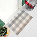 Ukeler Grey Buffalo Plaid Rugs | Buffalo Check Outdoor Rug Perfect for Farmhouse Front Door | Buffalo Check Rug Outdoor | Buffalo Plaid Outdoor Rug 26x40"