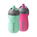 Tommee Tippee Insulated Sportee Bottle, for 12m+, 9oz, Pack of 2 Non-Spill Toddler Water Bottles, Pink and Mint, with Two-Piece Valve to Help Stop Spills, Bite-Resistant Spout and Easy-Hold Handle