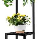 Plant Stand Indoor Outdoor, 65" Tall Plant Stand Outdoor 3 Tiered Hanging Plant Shelf Heavy Duty Flower Stand Multiple Plant Metal Display Rack for Living Room Garden Balcony