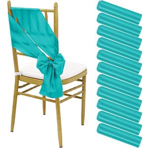 59 PCS Satin Chair Sashes Turquoise Shiny Chair Ribbon Ties Back Bows Designed Sashes Universal Chair Cover for Wedding Reception Gathering Birthday Party Banquet Restaurant Chair Decor (7x78inch)