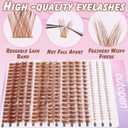 Brown Lash Clusters Extension Kit, Thick Volume Brown Cluster Lashes 40D+60D Mix 12-18mm Individual Lashes with Bottom Lashes Tweezer Lash Glue, Manga Wispy Cluster Lashes DIY at Home