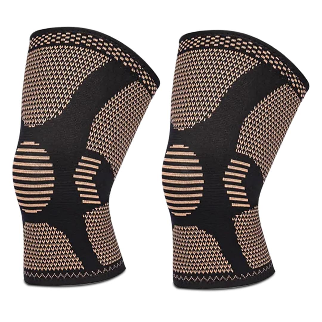 Copper Knee Braces for Arthritis Pain (2 pack)- Professional Knee Suppot with Side Stabilizers - Breathable Compression Sleeves for Pain Relief & Stability (Arthritis, Gym, Work)- M