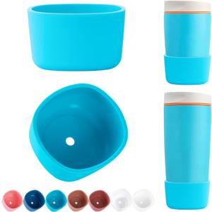 2 x 2pcs Silicone Boot for Owala Smoothsip Slider Coffee Tumbler 12oz 20oz, Anti-Slip Protective Sleeve, Bottom Protector for Travel Coffee Mug, Cup Tumblers Accessories for Owala' (Blue)