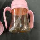 GROSMIMI Spill Proof no Spill Magic Sippy Cup with Straw with Handle for Baby and Toddlers, Customizable, PPSU, BPA Free 6 oz (Pink)