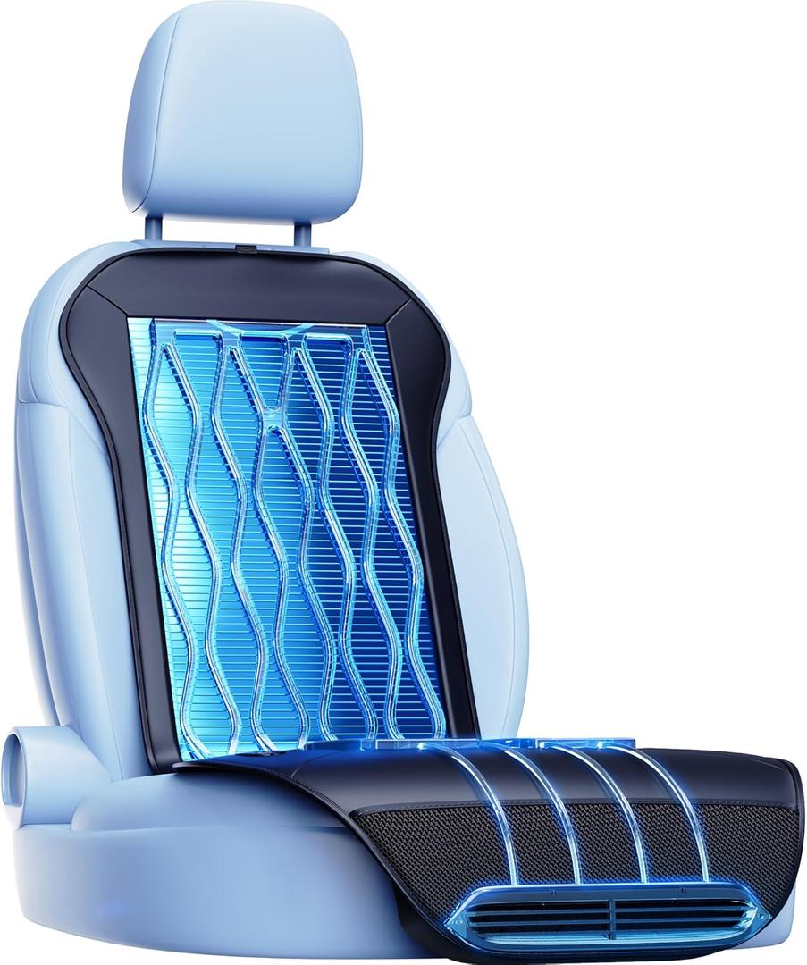 Cooling Car Seat Cover Front Seat,12V-24V Semiconductor Ventilated Car Seat Cooling Pad with 3 Temp Modes,Seat Coolers Universal Fit for SUV/Truck (Cool Black)