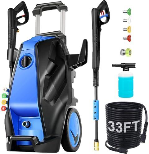 commowner 5000PSI Electric Pressure Washer with 33FT Hose 4.0GPM Power Washers Electric Powered Professional High Pressure Cleaner Machine, Foam Cannon, 4 Tips, powerwashers for Home Cars, Blue