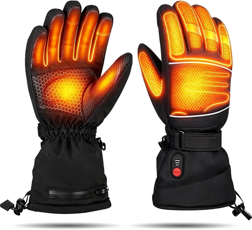 Heated Gloves, Rechargeable Heated Gloves for Men Women, 7.4V Fast Heating, Waterproof & Upgrade Non-Slip Electric Heating Glove for Motorcycling, Hunting, Skiing, Outdoor Work (Medium)