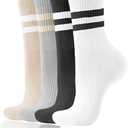 AugRing Women's Striped Cotton Crew Socks Cozy Casual Athletic Quarter Socks for Running & Gym Size 5-11 Pack Of 2