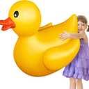 Hungdao 1 Pack 4 Feet Giant Inflatable Duck Huge Rubber Duck Large Blow up Pool Float for Summer Beach Swimming Pool Carnival Birthday Party Parade Decoration (Yellow)