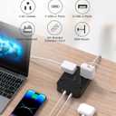 Black Flat Plug Extension Cord, HANYCONY 5ft Power Strip with 4 USB Ports(2 USB C), 4 Widely Outlets Extender, Wall Mount, Desk Charging Station for Office, School, Travel and Dorm Room Essentials