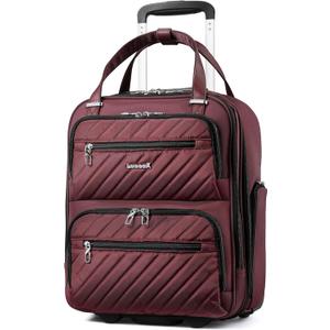 LUGGEX Underseat Carry On Luggage with Wheels, UDK Stylish Lightweight Under Seat Luggage, Soft Sided Personal Item Suitcase for Short Trip (UX-Core, Dark Scarlet, 16 Inch)