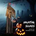 72.8'' Halloween Decorations Outdoor with Light-Up Eyes & Spooky Sound - Life Size Scary Animatronic Skeleton with Swaying Body, Sound & Button Activated Sensor for Home Party Indoor Yard Decoration