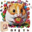 Qiuenisray Wooden Jigsaw Puzzles 500 Pieces-Hamster,16.5x16.9in,Royal,Wooden Puzzles for Adults,Unique Shape Animal Adult Puzzles,Irregular Wood Puzzles Best Gift for Adults and Kids Family Game