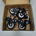2" Stem Caster Wheels with Safety Dual Locking 600Lbs Heavy Duty Threaded Stem Casters No Noise Swivel Castors with Brakes 3/8"- 16 x 1 (Set of 4)