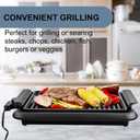 OVENTE Electric Indoor Grill with 15x10 Inch Non-Stick Cooking Surface, 1200W Fast Heat Up Power, Adjustable Temperature, Removable and Dishwasher Safe Grilling Plate and Drip Tray, Black GD1510NLB