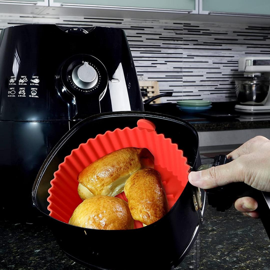 3 Pack Air Fryer Silicone Liners Basket Round, Apply to 1-3.5 QT Airfryer, Air Fryer Silicone Pot Bowl, Reusable Baking Tray Cooking Oven Accessories (Top 6.5in / Bottom 5.5in)