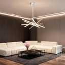 Modern Silver LED 6-Light Pendant Light,Embedded Mount Chandeliers | Linear Design,L23.62"0.59"/6,For Kitchen Island Dining Room Bedroom Living Room Entryway,3CCT