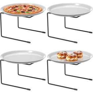 4 PCS Black Metal Pizza Table Stands,Pizza Rack Stand For Tables,Restaurant,Pizza Holder Stands For Serving,Pizza Pan Riser Food Platter Tray and Display Rack