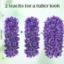 2 Pcs UV Resistant Artificial Flowers for Outdoors, Realistic Faux Silk Bougainvillea Flowers, Fake Hanging Plants for Porch Patio Balcony Decoration (Dark Purple)