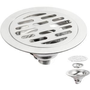 4 Inch Stainless Steel Floor Drain, Bestgle Anti Odor Floor Drain Backflow Preventer Shower Drain Strainer Fits for Laundry Rooms, Bathroom, Kitchen