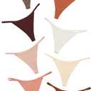 DEANGELMON Seamless G-string Thongs for Women - No Show Thong Underwear Low Rise Stretch Panties Workout Pack (Medium, Coffee - 8 Pack)