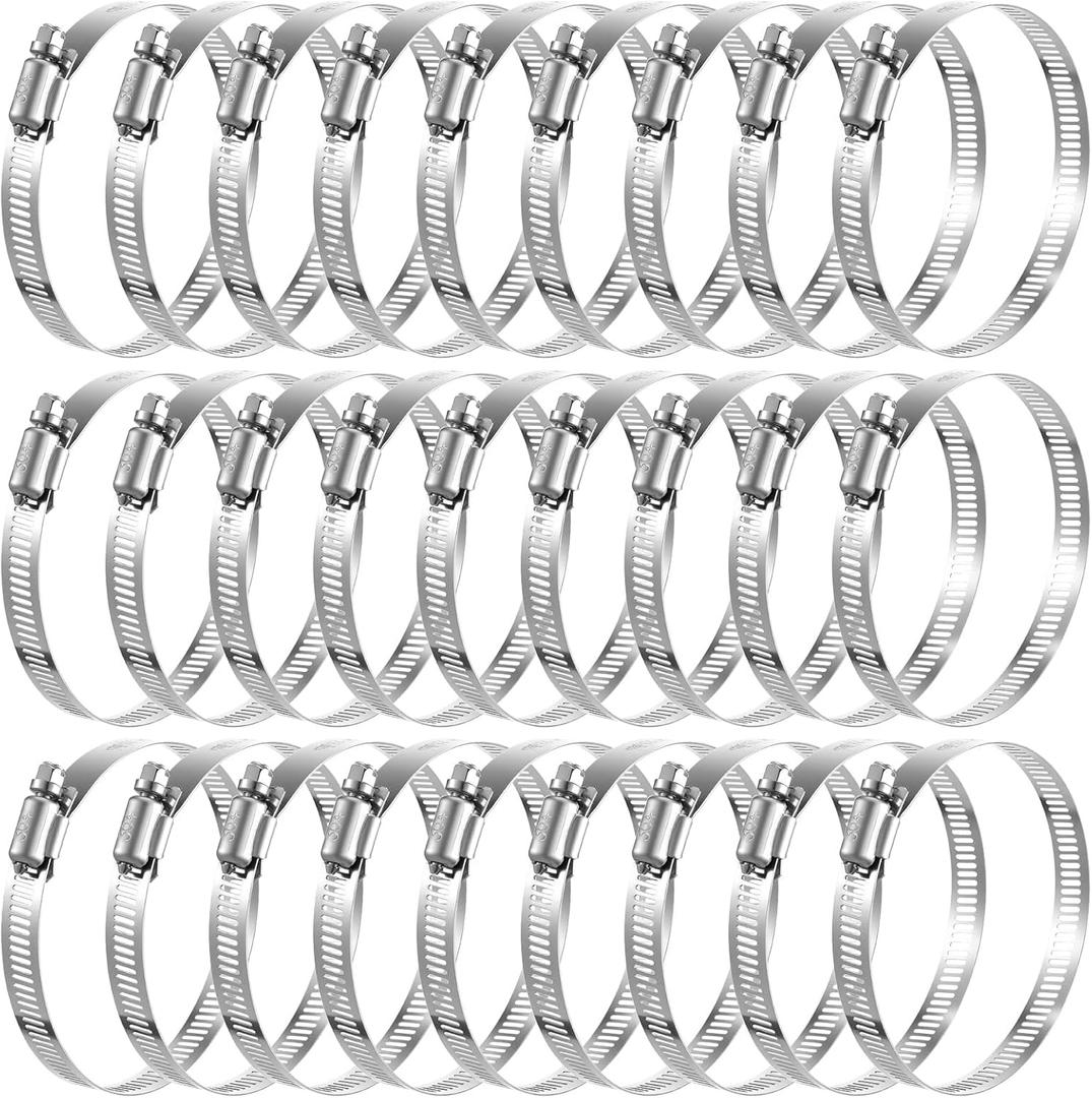 30 Pcs Hose Clamp Adjustable Stainless Steel Worm Gear Clamps Adjustable 72-95mm Range, Duct Clamp, Worm Drive for Automotive, Water Pipe, Hose(3 inch)