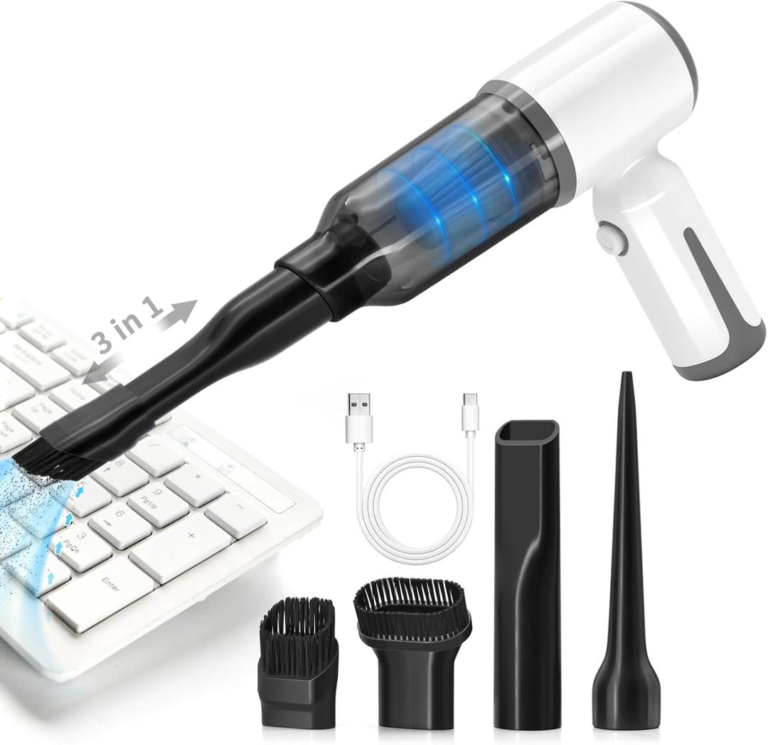 MEFELF Cordless Vacuum Cleaner-Mini Air Duster, Portable Handheld Vacuum, 3 in1Dry Use Dust Buster & Air Blower for Kitchen, 6500PA Suction,Inflate/Deflate Swim Ring (White)