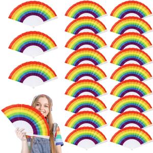 Panelee 48 Pcs Rainbow Hand Fans Portable Folding Pride Handheld Fans Plastic Colorful Pride Decorative for Women Men Gay Party Supplies Music Festival Dance Events(Rainbow Style)