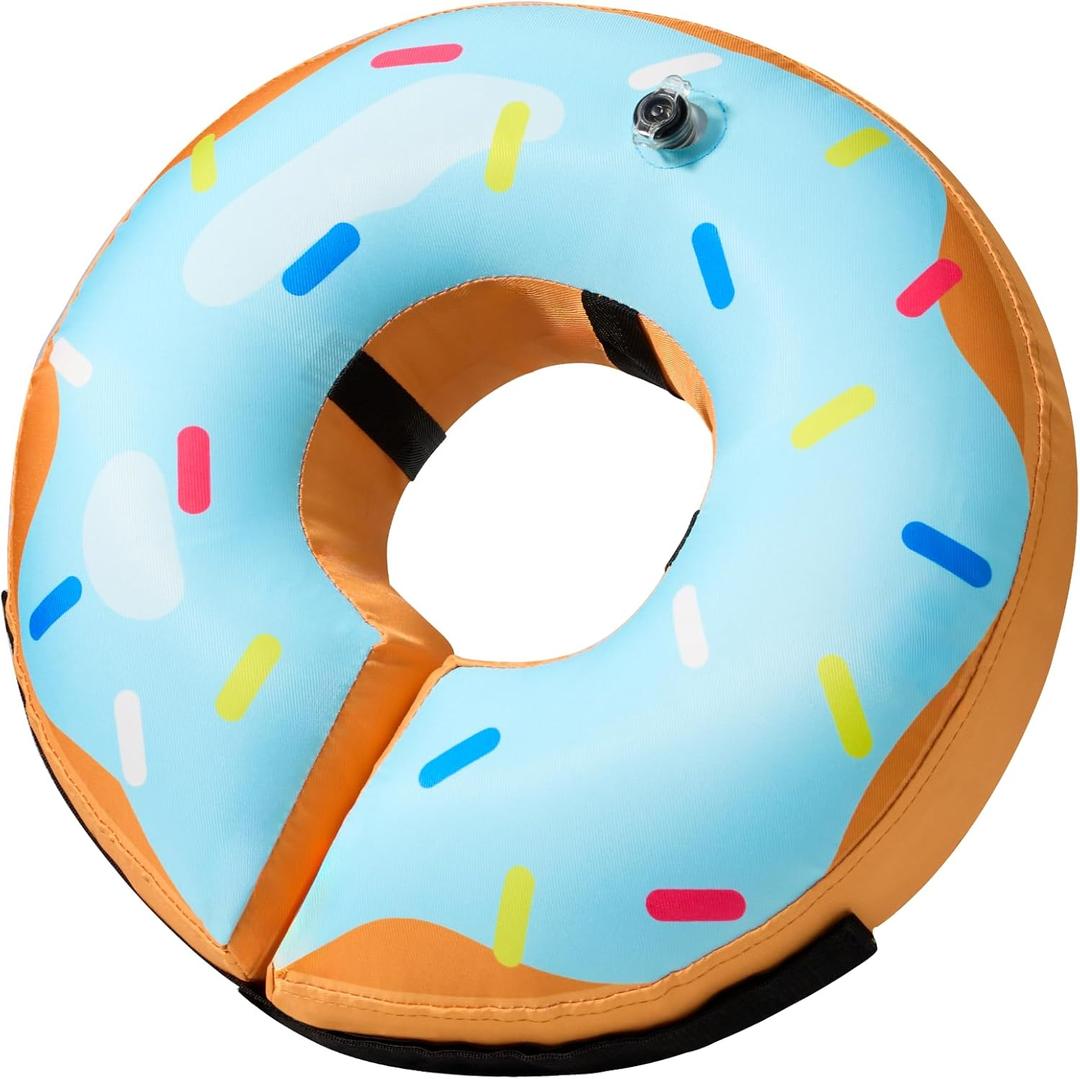 BENCMATE Inflatable Dog Cone Collar Alternative, Soft Dog Cone for Small Medium Large Dogs and Cats, Neck Recovery ECollar Donut Collar After Surgery (Large, Blue Donut)