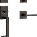Kwikset San Clemente Front Door Lock Handle and Deadbolt Set, Entry Handleset Exterior with Interior Reversible Lever, Venetian Bronze, Pick Resistant SmartKey Rekey Deadbolt Security