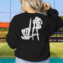 Football Sweatshirt Women Los Angeles Graphic Shirts Oversized Print Sweatshirts Loose Casual Tops (Black, L)