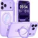 MOCCA Design for iPhone 17 Pro Max Case, Compatible with Magsafe [Premium Invisible Magnetic Ring Stand] [Military Drop Protection] Full Camera Guard Translucent Matte Slim Phone Cover,Light Purple