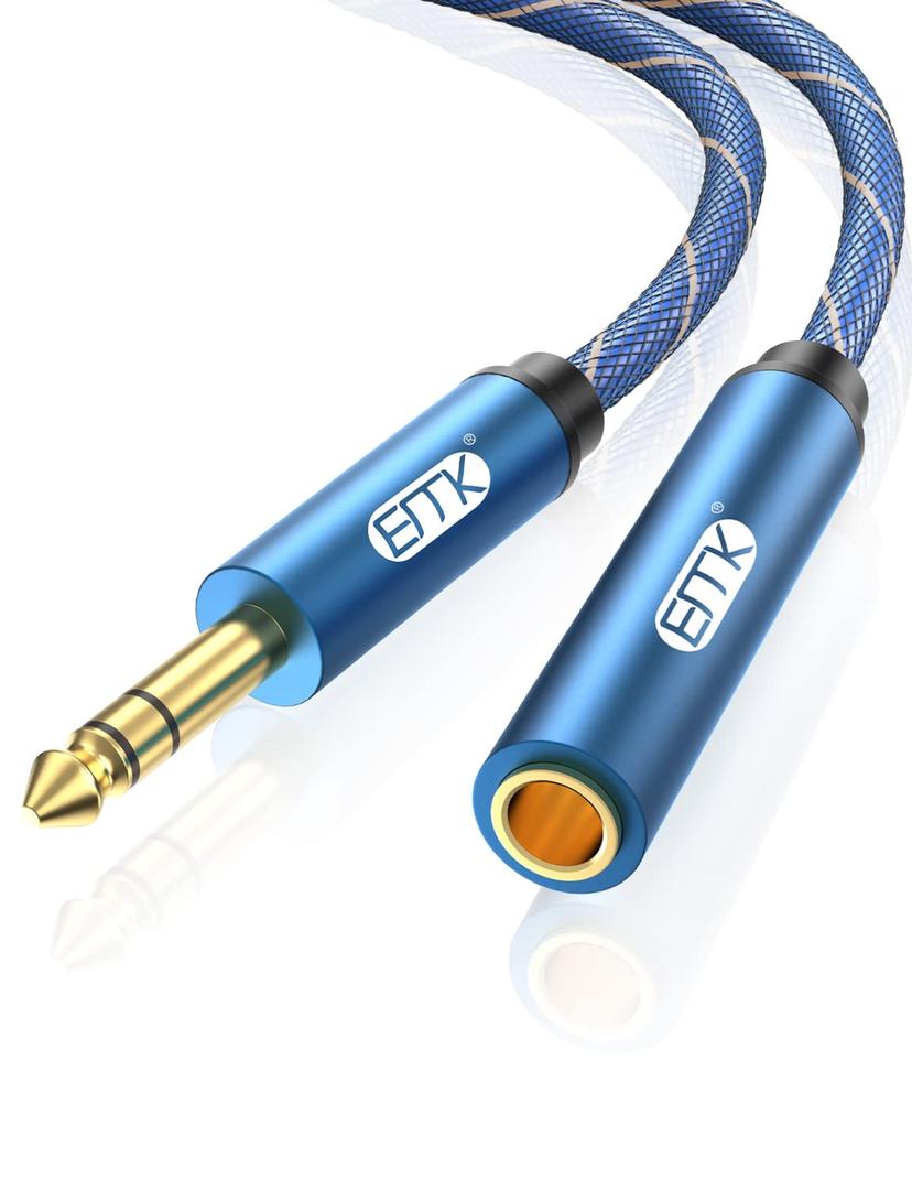 EMK 1/4 inch Extension Cable, 6.35mm 1/4" inch Male to Female Stereo Headphone Guitar Extension Cable Cord, Gold Plated Quarter inch Headphone Extension Cable (10FT/3M) EMK 1/4 inch Extension Cable, 6.35mm 1/4" inch Male to Female Stereo Headphone Guitar Extension Cable Cord, Gold Plated Quarter inch Headphone Extension Cable (10FT/3M)