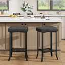 Garvee Bar Stools Set of 2, 24.6 Inch Counter Height Bar Stools, Black