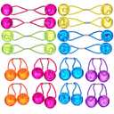 24pc Ponytailers Large Round Ponytail Balls Twin Bead Hair Elastics Bright Multicolored Twin Hair Beads Bauble Hair Ties Ponytail Holders, Toddler KidsValue Pack