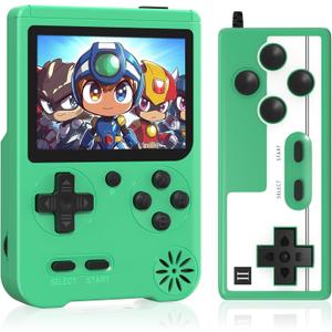 Leingee Mini Handheld FC Game Console, 3.0 Inch LED Display Support Playing on TV, with Rechargeable Battery and Portable Arcade - Ideal Festival & Birthday Gift for Kids(Green)
