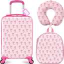 Sanwuta Luggage Sets, 4 Pack, Hardside Suitcases 16 Inch Pink Bow
