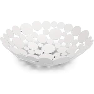 OwnMy Metal Fruit Bowl Basket Creative Table Centerpiece Fruit Stand Decorative Countertop Fruit Holder for Kitchen Counter, Iron Large Fruit Plate Round Storage Tray for Bread Snacks Candy (White)