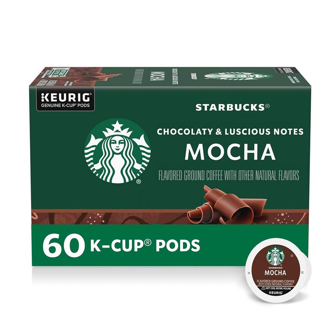 Starbucks K-Cup Coffee Pods, Flavored Hot or Iced Coffee, Mocha, 60 Keurig Pods (EXP 01/09/27)