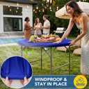 Fitted Round Table Covers 48 Inch-2 Pack Royal Blue Elastic Spandex Table Cloth-Small Stretch Folding Circle Tablecloths Topper Cap for Kitchen Dining Commercial Party Picnic Event Banque