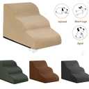Aodisman 3-Step Dog Ramp and Stairs for Sofa and Chair - Non-Slip Sturdy Pet Steps for Small Dogs and Cats,15.7" H,Khaki