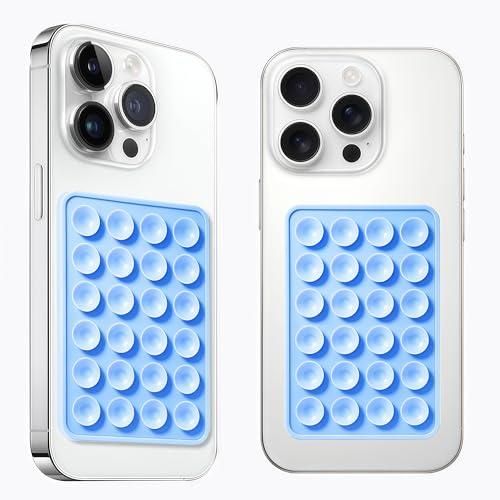 AZXYI Anteel 2 Pack Silicone Suction Phone Case Mount, Silicon Adhesive Suction Cup Phone Mount, Non Slip Sticky Phone Grip for Cellphone, Strong Grip Holder for Selfies and Videos (Sky Blue)