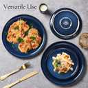 E-far 10.5 Ceramic Dinner Plates Set of 6, Large Reactive Glaze Stoneware Dishes, Round Salad Plate for Home Kitchen Restaurant, Microwave & Dishwasher Safe Deep Sea Blue