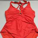 Eomenie One Piece Swimsuit for Women Tummy Control Cutout Bathing Suit V Neck Tie Back Swim Suit, Size Large