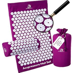 ProsourceFit Acupressure Mat and Pillow Set for Back/Neck Pain Relief and Muscle Relaxation (Large, Large - Purpule/White)