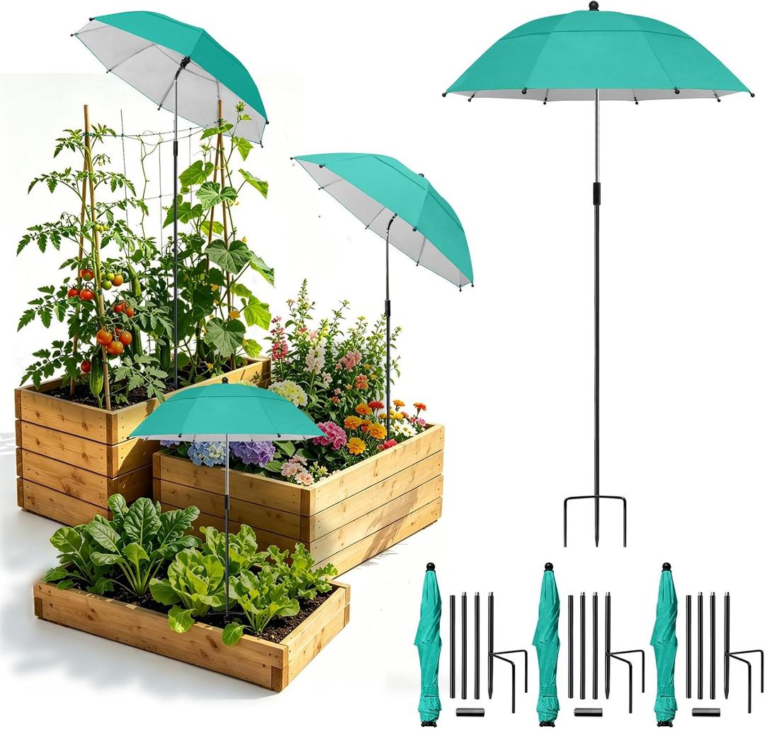 Plant Umbrellas for Outdoor Plants, 3Pack 24” Plants Sun Shade,360°Adjustable Angle, for Garden Beds Potted Flower