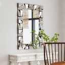 Chende Large Wall Mirrr with 3D Glass Frame, Modern Living Room Mirror for Home Decor, 40''x28'' Rectangle Decorative Mirror for Fireplace, Entryway, Dining Room