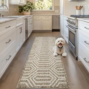 REFETONE Runner Rug, 2'x5' Long Door Mats Indoor Runners for Hallways, Non Slip Rubber Backing Entry Rug, Washable Entrance Floor Mat Runner for Home, Kitchen, Laundry, Living Room, Garage, Camel (Camel Time Cloister)