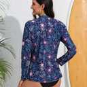 Halcurt Womens Long Sleeve Rash Guard Swim Shirts with Built in Bra UPF50+ Sun Protection Swimsuit Top (S)